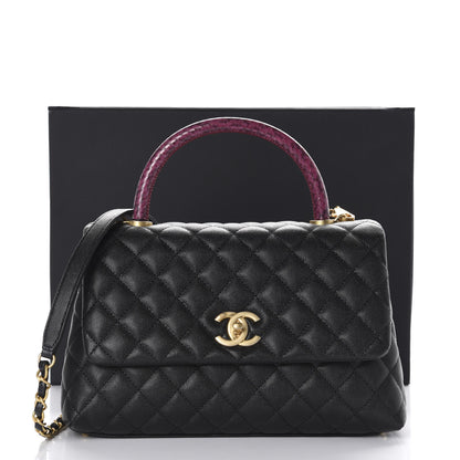 Chanel Caviar Elaphe Quilted Small Coco Handle Flap Black 11 of 11