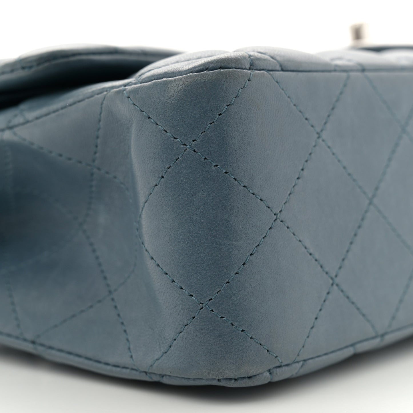 Lambskin Quilted Medium Double Flap Blue