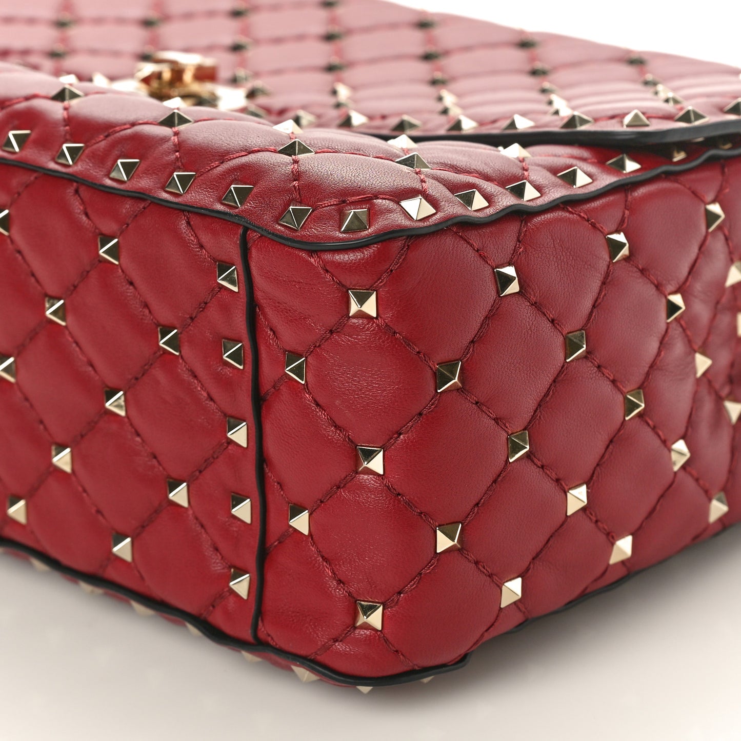 Nappa Large Rockstud Spike Shoulder Bag Rubino