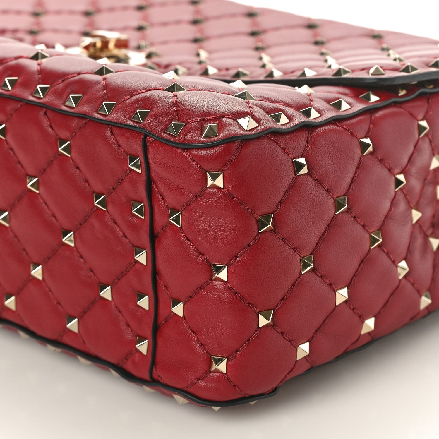 Valentino Garavani Nappa Large Rockstud Spike Shoulder Bag Rubino 9 of 9
