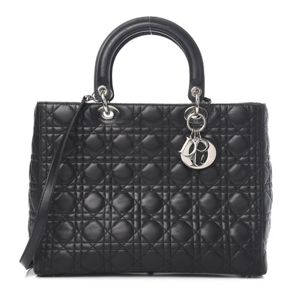 Christian Dior Lambskin Cannage Large Lady Dior Black 1 of 17