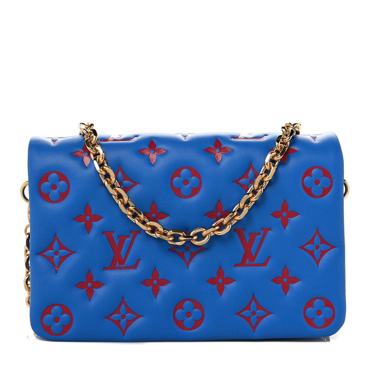 Lambskin Embossed Monogram Vuittamins Pochette Coussin Blue Red