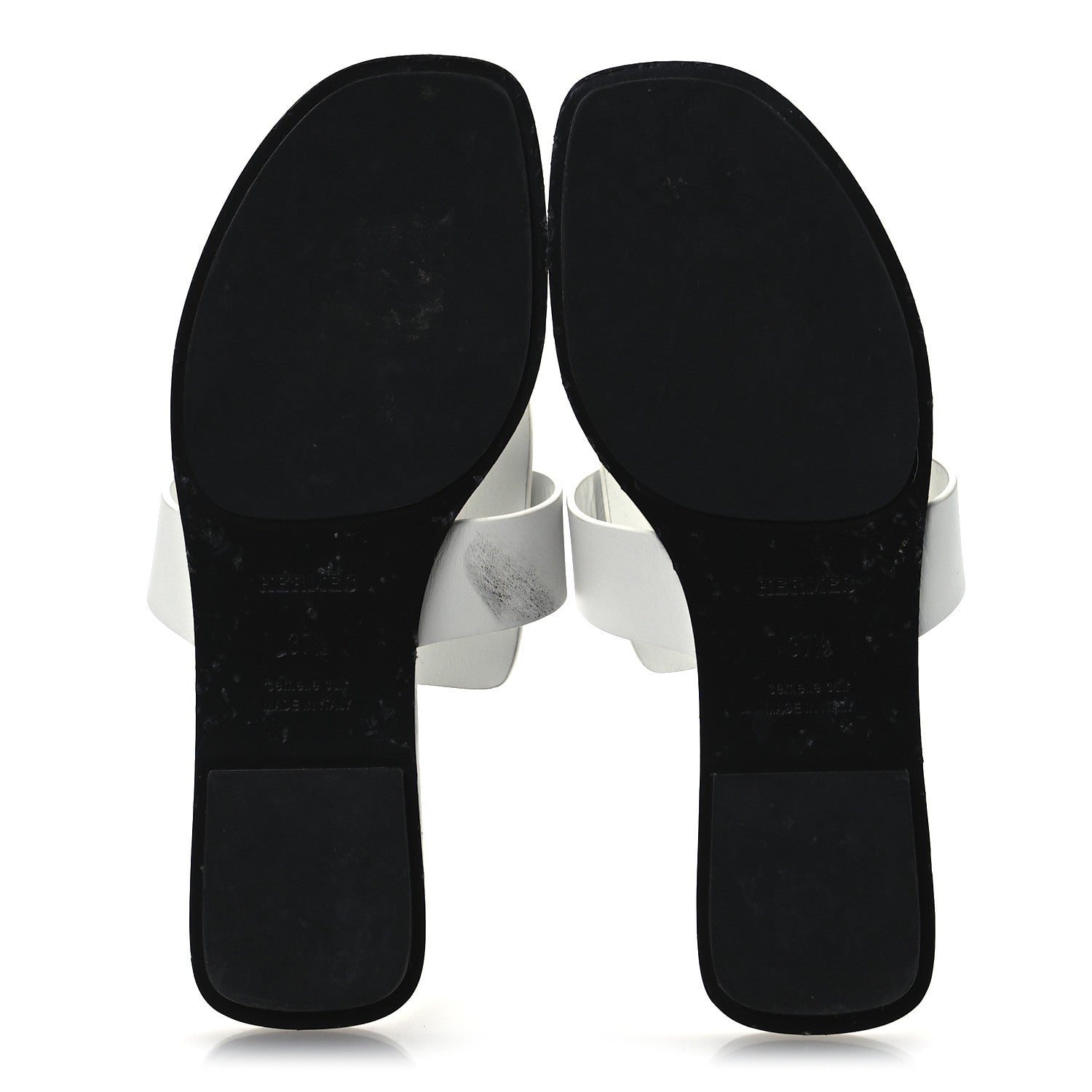 Hermes Calfskin Womens Galerie Sandals 37.5 White 7 of 13
