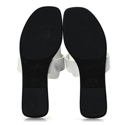 Hermes Calfskin Womens Galerie Sandals 37.5 White 7 of 13