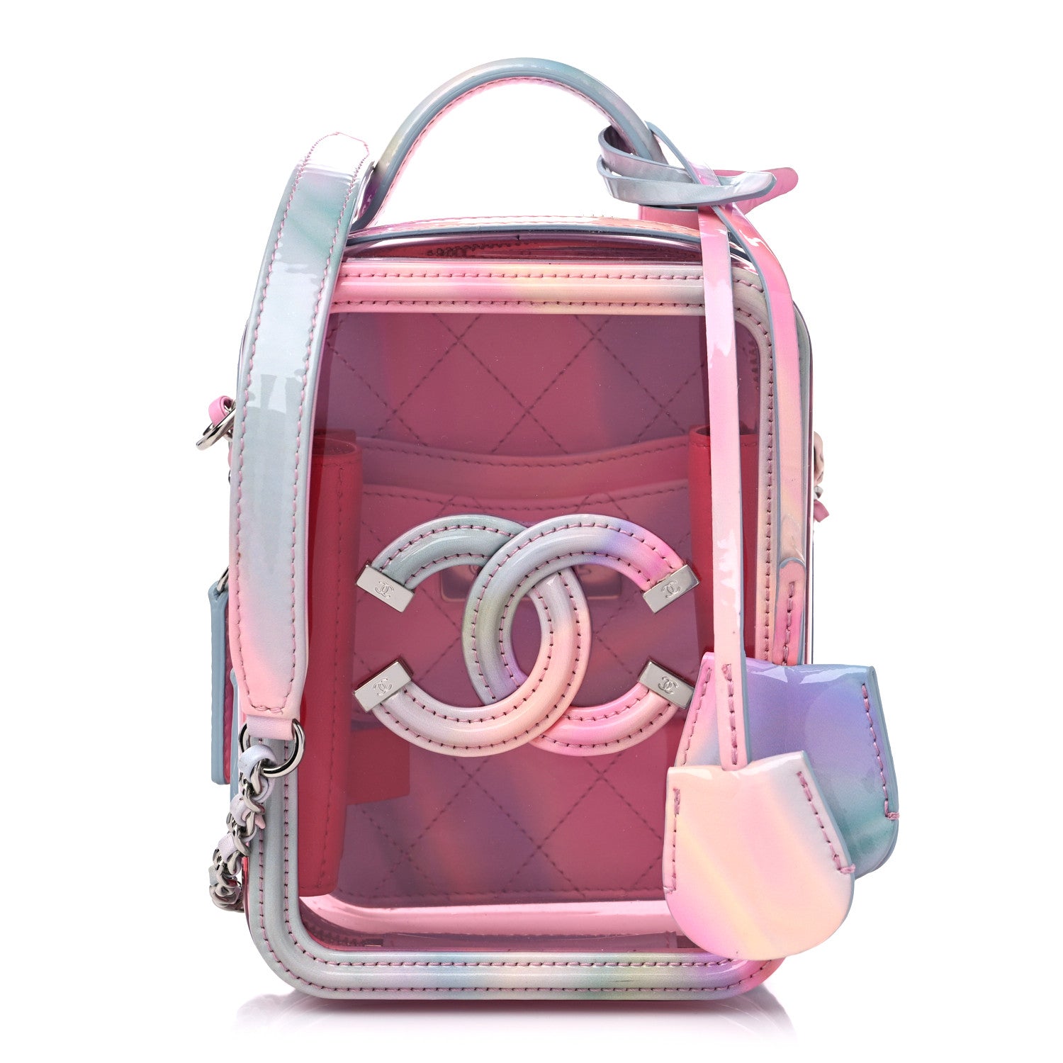 Chanel PVC Patent Calfskin Patent Lambskin Vertical Vanity Case Pink 1 of 10