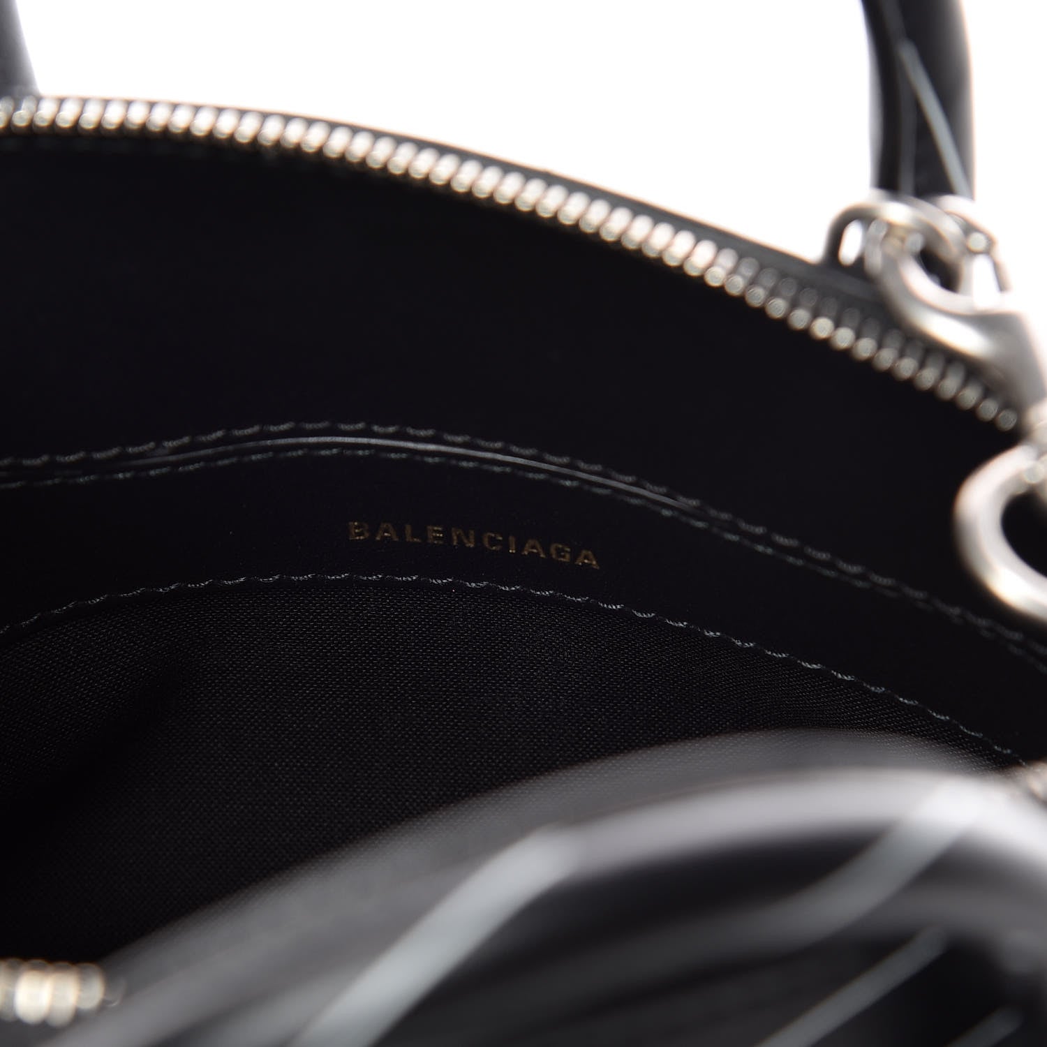 Balenciaga Calfskin Logo Print XXS Ville Top Handle Bag Black White 9 of 11