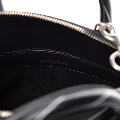 Balenciaga Calfskin Logo Print XXS Ville Top Handle Bag Black White 9 of 11