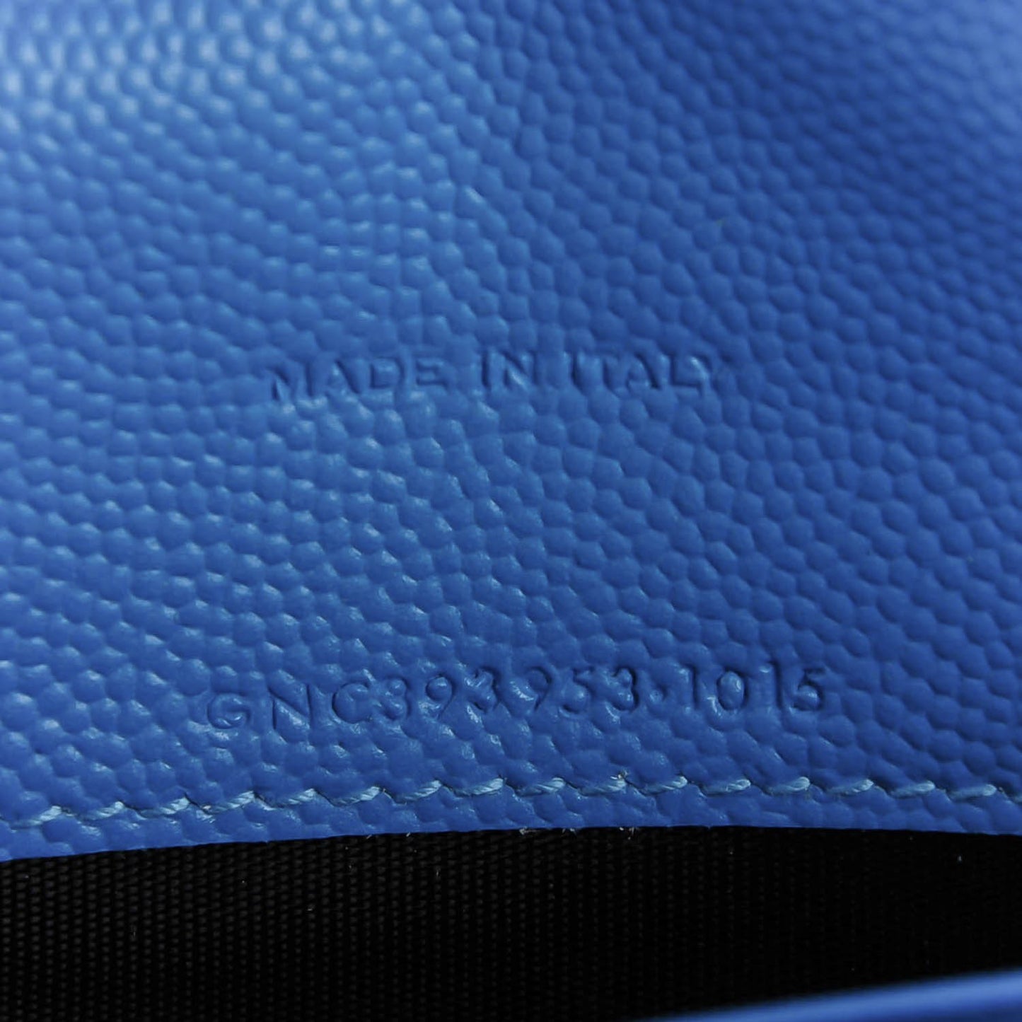Grain De Poudre Matelasse Chevron Monogram Envelope Chain Wallet Blue Clair