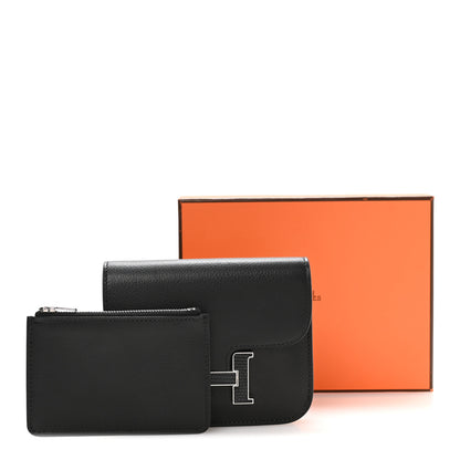 Hermes Evergrain Lizard Constance Slim Wallet Black 9 of 9