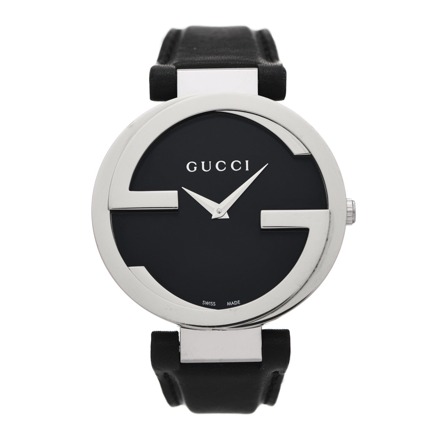 Gucci Stainless Steel Calfskin 37mm Interlocking G Quartz Watch Black 1 of 5