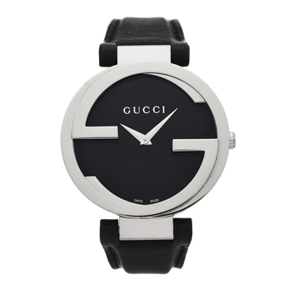 Gucci Stainless Steel Calfskin 37mm Interlocking G Quartz Watch Black 1 of 5