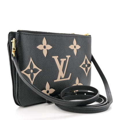 Louis Vuitton Empreinte Monogram Giant Double Zip Pochette Black Cream 3 of 10