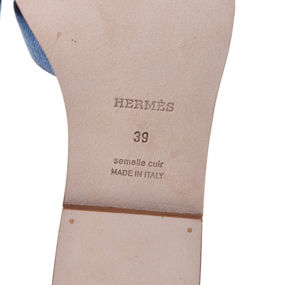 Hermes Denim Canvas Oran Sandals 39 Bleu Clair 8 of 11