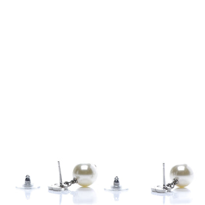 Chanel Crystal Pearl CC Drop Earrings Gold 3 of 5