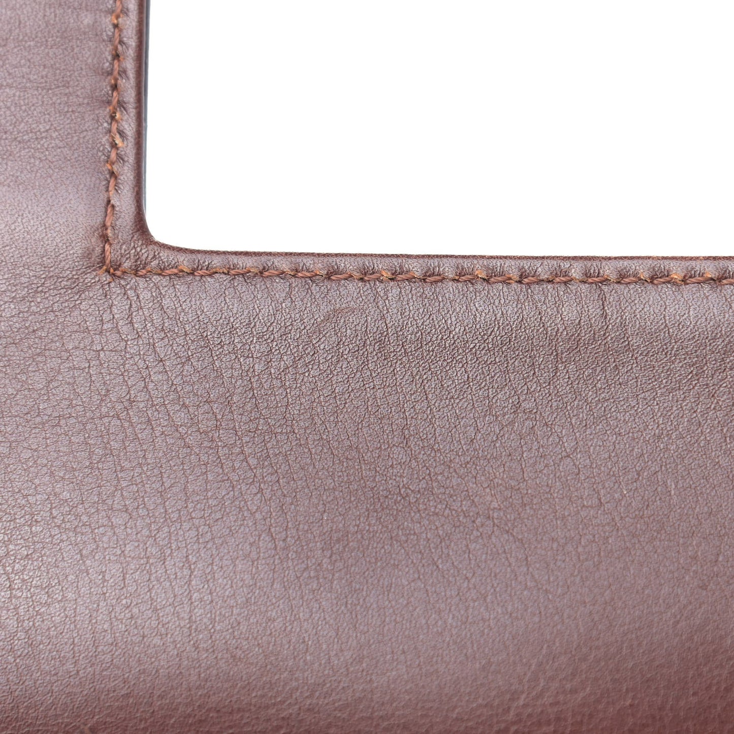 Calfskin Logo Shoulder Bag Brown