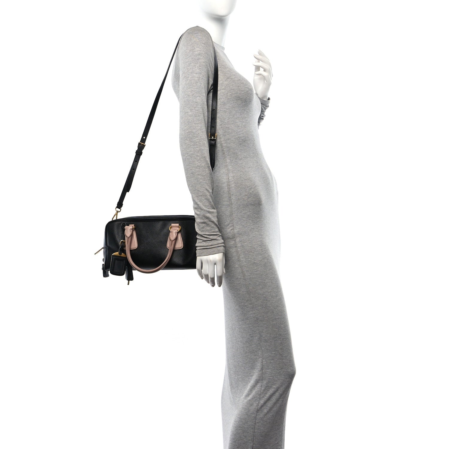 Prada Saffiano Lux Bauletto Black Cammeo 2 of 9