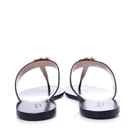 Gucci Calfskin GG Marmont Thong Sandals 38.5 Black 7 of 10