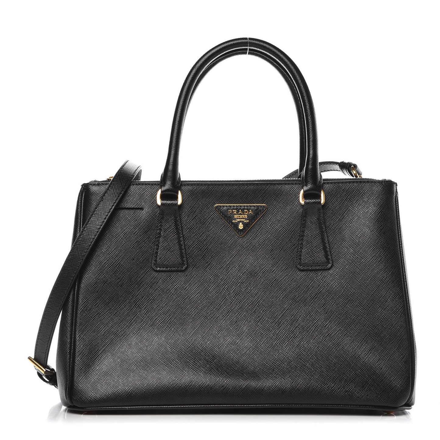 Saffiano Medium Galleria Double Zip Tote Black