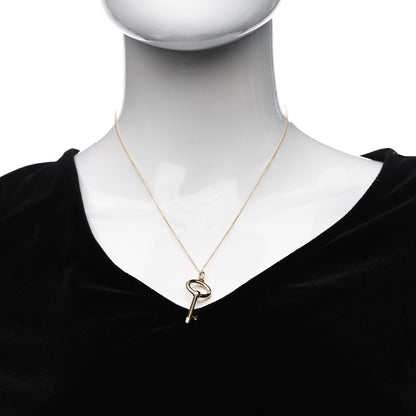 Tiffany 18K Yellow Gold Small Oval Key Pendant Necklace 2 of 6