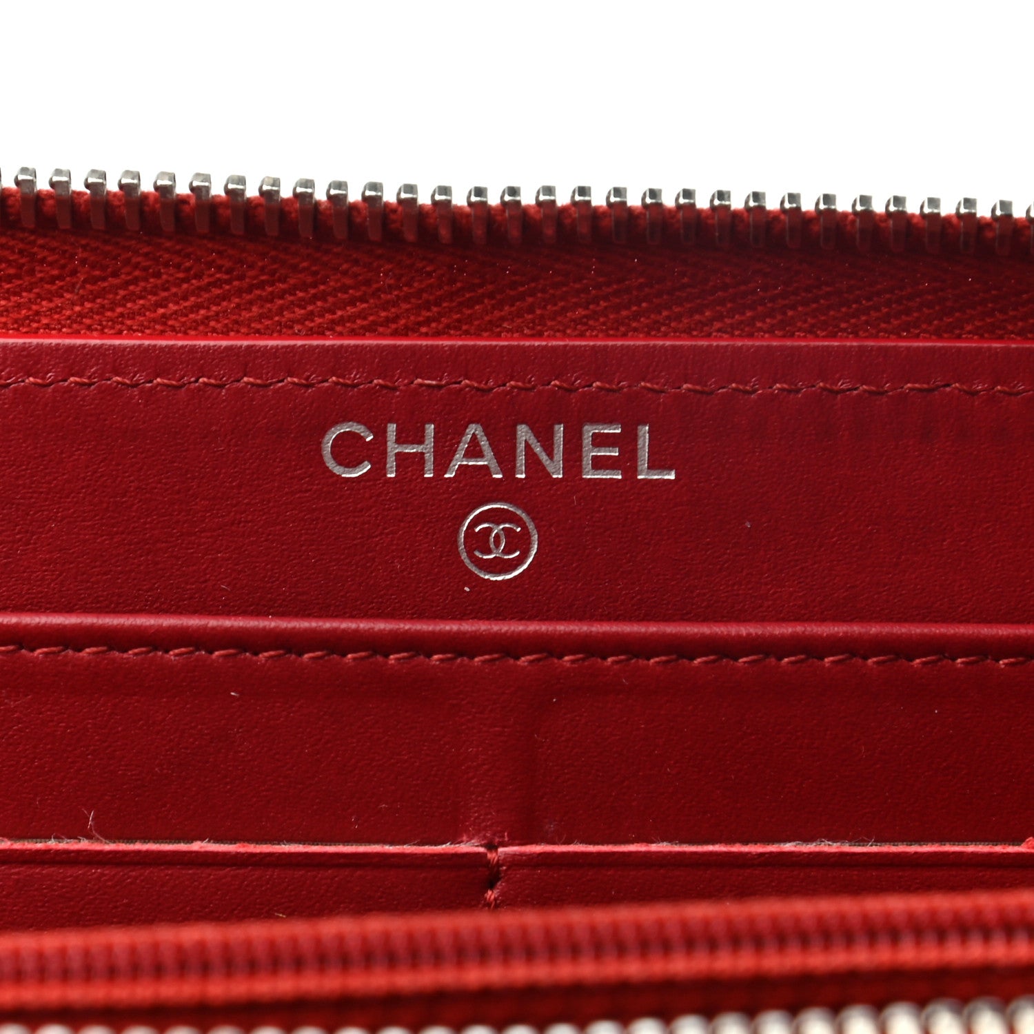 Chanel Caviar Quilted Large Gusset Zip Around Wallet Red 6 of 8