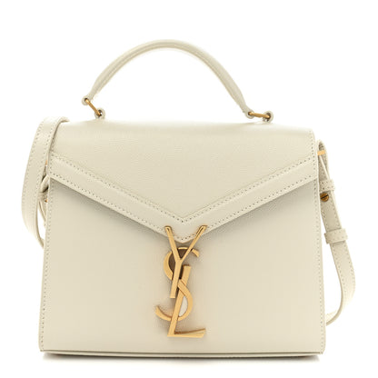 Saint Laurent Grain de Poudre Mini Classic Monogram Cassandra Top Handle Vintage White 1 of 14