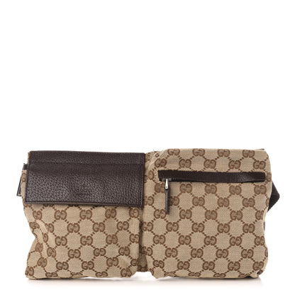Gucci GG Monogram Double Pocket Belt Bag Dark Brown 1 of 14