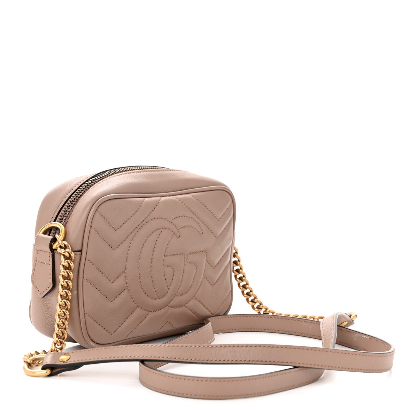 Calfskin Matelasse Mini GG Marmont Chain Shoulder Bag Porcelain Rose