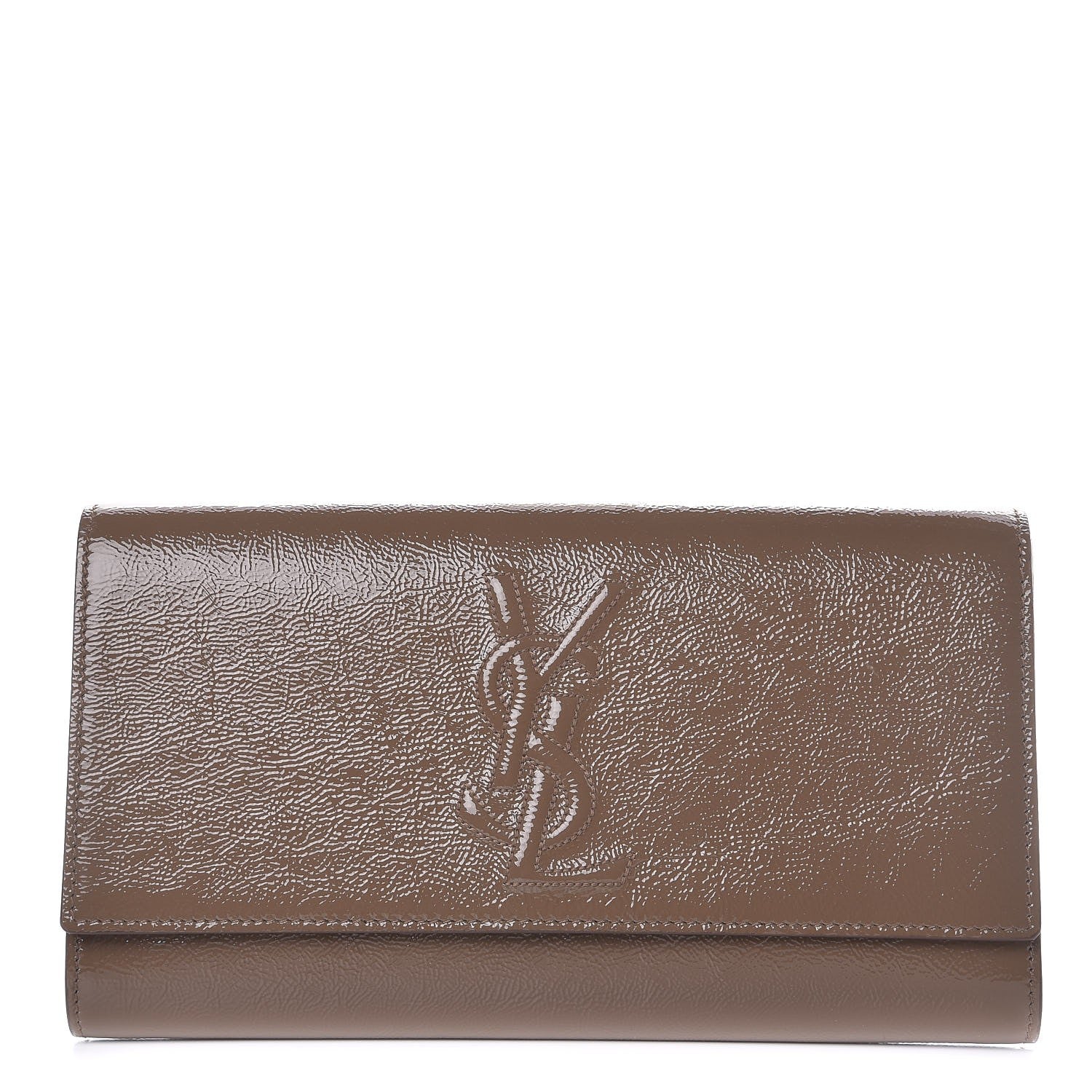 Saint Laurent Textured Patent Calfskin Large Belle De Jour Clutch Tobacco 1 of 8