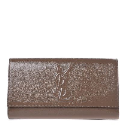 Saint Laurent Textured Patent Calfskin Large Belle De Jour Clutch Tobacco 1 of 8