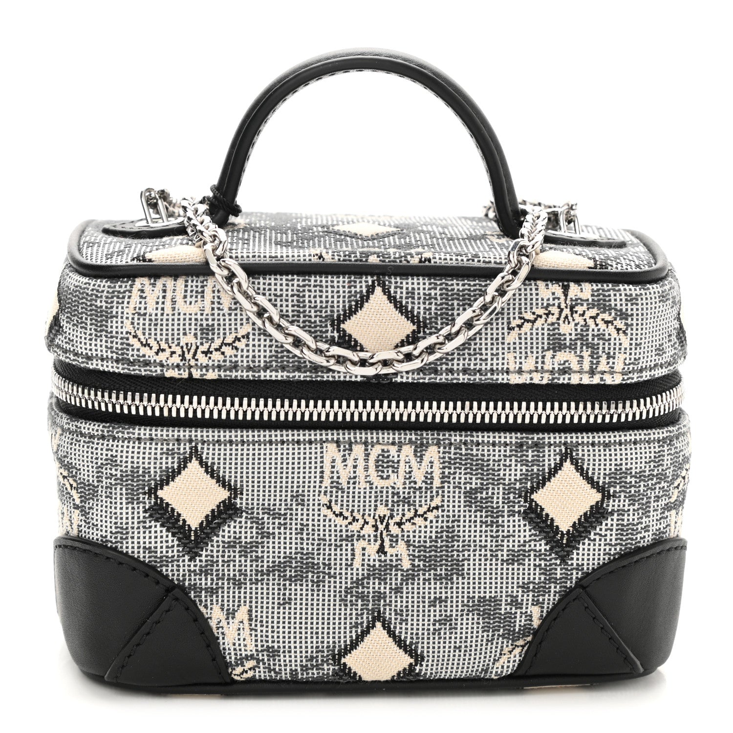 MCM Vintage Jacquard Monogram Rockstar Vanity Case Grey 1 of 9