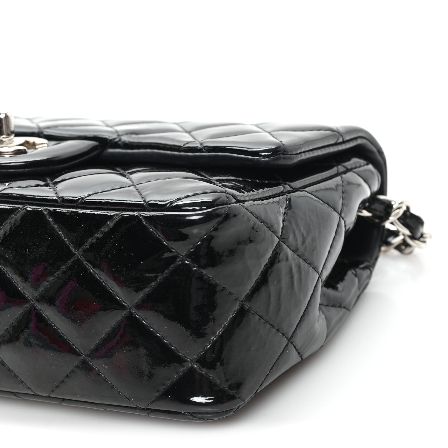 Chanel Patent Calfskin Quilted Mini Rectangular Flap Black 10 of 11