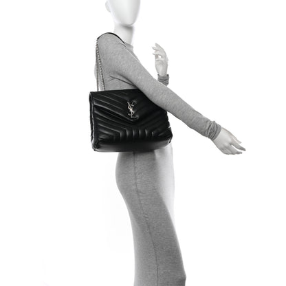 Saint Laurent Calfskin Y Quilted Monogram Medium Loulou Chain Satchel Black 2 of 10