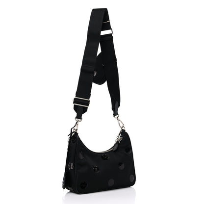 Prada Nylon Sequin Embellished Polka Dot Re-Edition 2005 Shoulder Bag Black 3 of 9