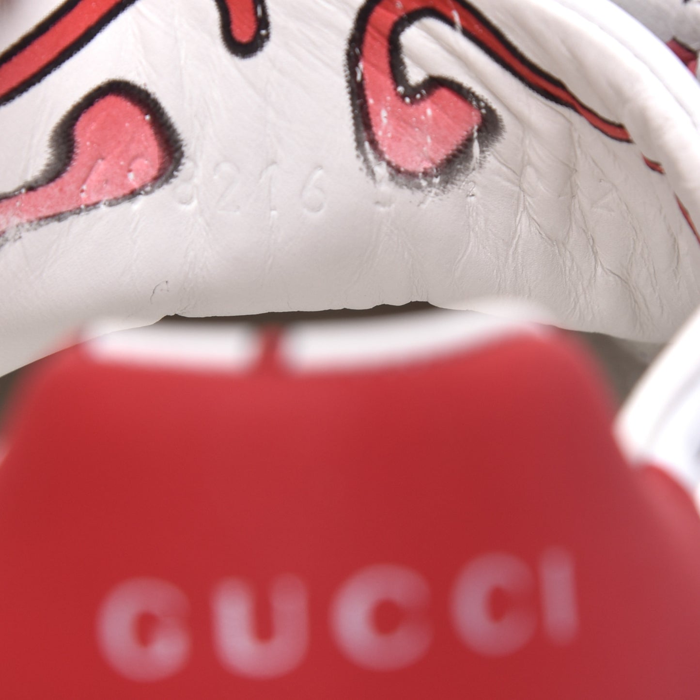 Calfskin GucciGhost Print Womens Ace Sneakers 39.5 White Hibiscus Red