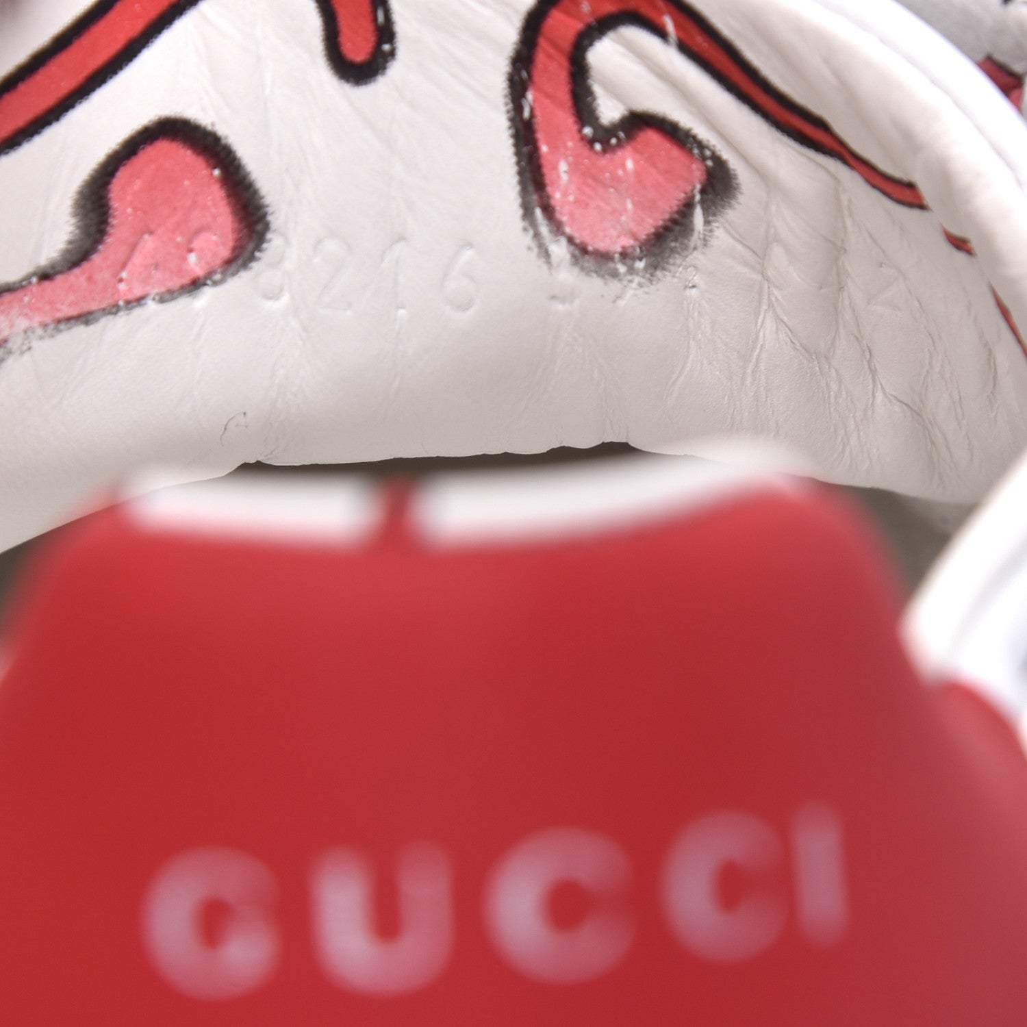 Gucci Calfskin GucciGhost Print Womens Ace Sneakers 39.5 White Hibiscus Red 8 of 9