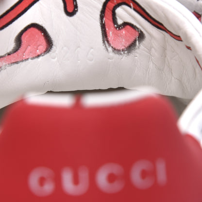 Gucci Calfskin GucciGhost Print Womens Ace Sneakers 39.5 White Hibiscus Red 8 of 9