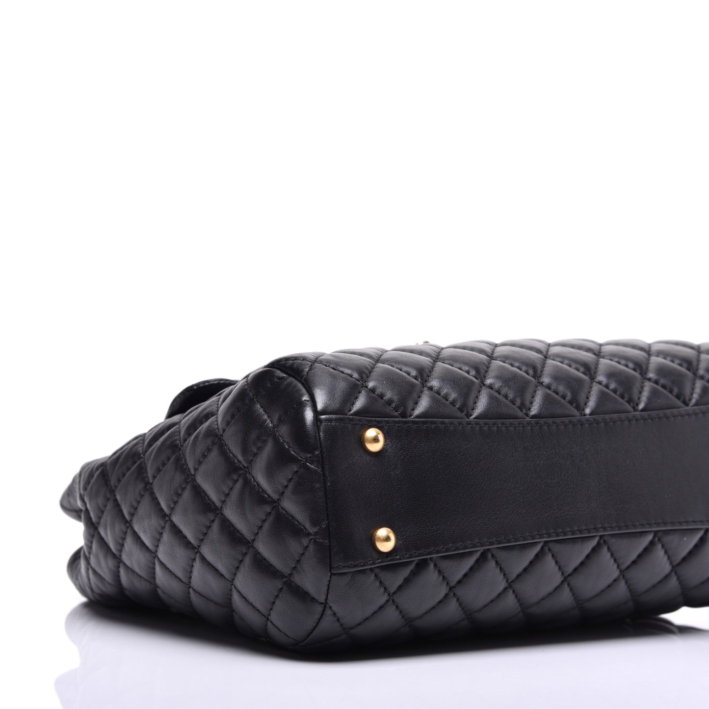 Lambskin Quilted Large Fluffy CC Shopping Tote Black