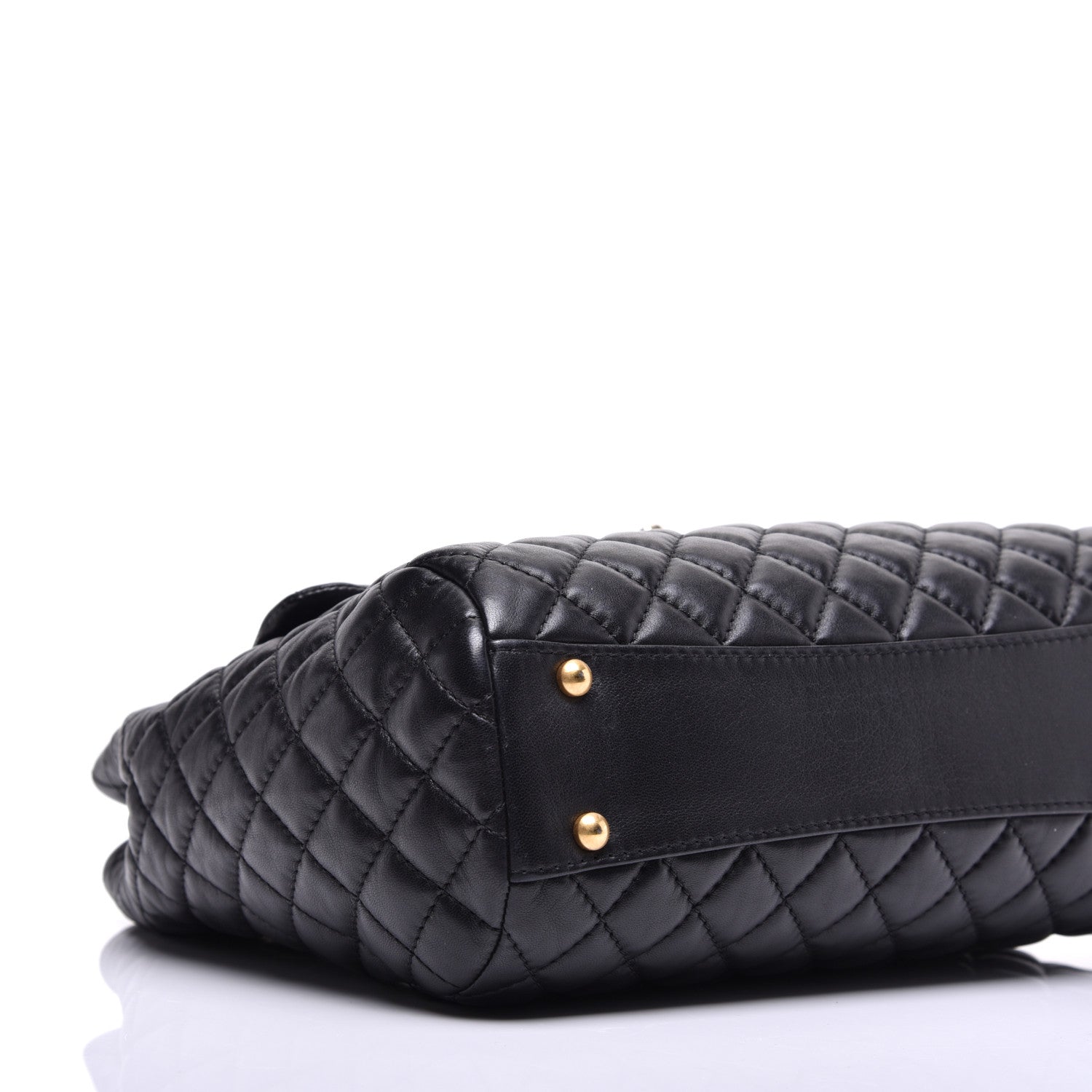 Chanel Lambskin Quilted Large Fluffy CC Shopping Tote Black 8 of 9