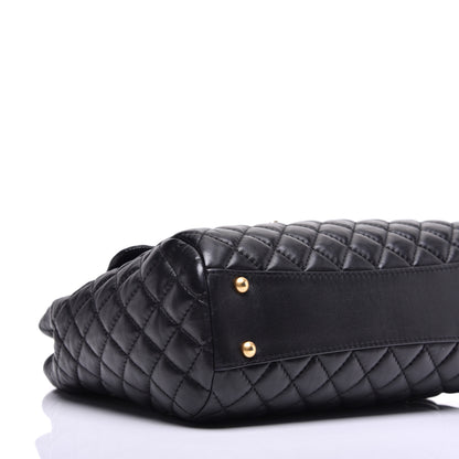 Chanel Lambskin Quilted Large Fluffy CC Shopping Tote Black 8 of 9