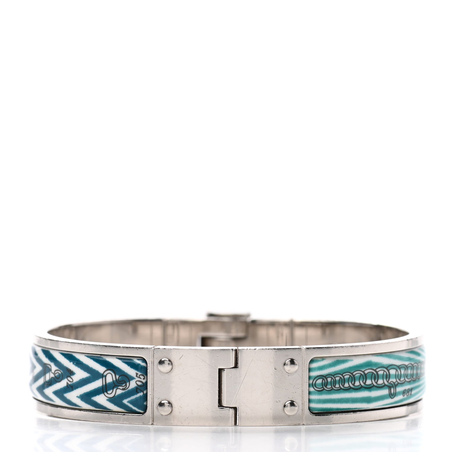 Hermes Enamel Printed Narrow Manufacture de Boucleries Hinged Bracelet S 3 of 5