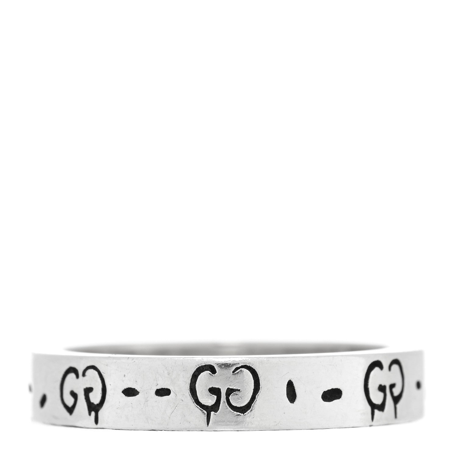 Gucci Sterling Silver 4mm GucciGhost Hamlet Skull Narrow Ring 56 7.5 3 of 5