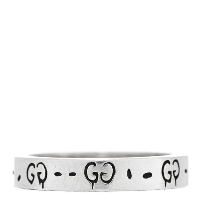 Gucci Sterling Silver 4mm GucciGhost Hamlet Skull Narrow Ring 56 7.5 3 of 5