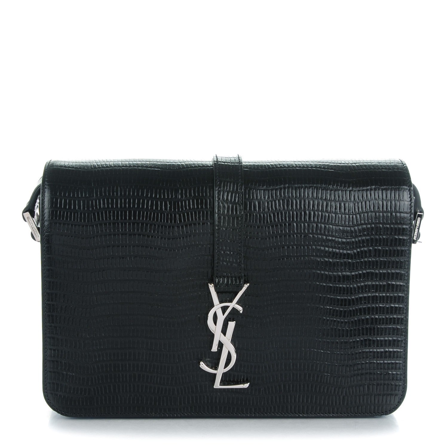 Saint Laurent Lizard Calfskin Embossed Classic Medium Monogram Universite Bag Black 1 of 7