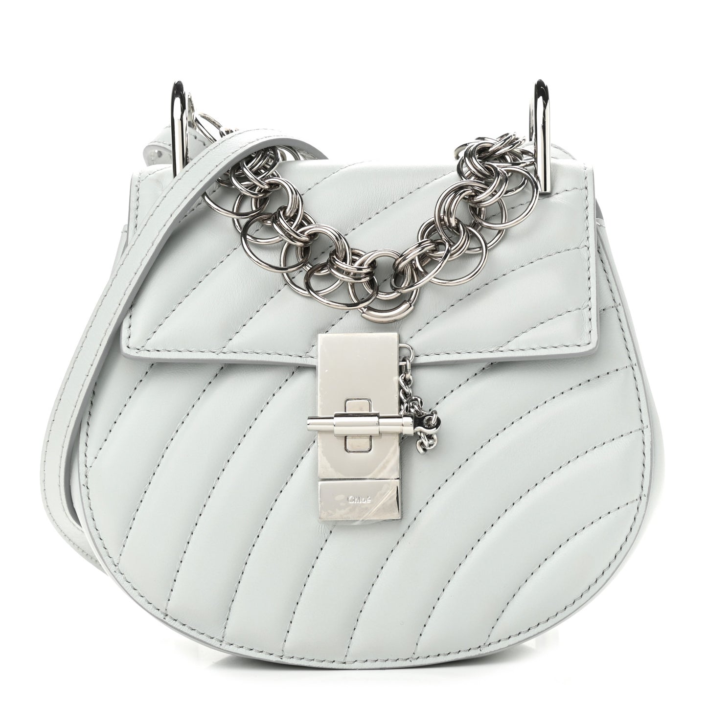Calfskin Quilted Mini Drew Bijou Shoulder Bag Airy Grey