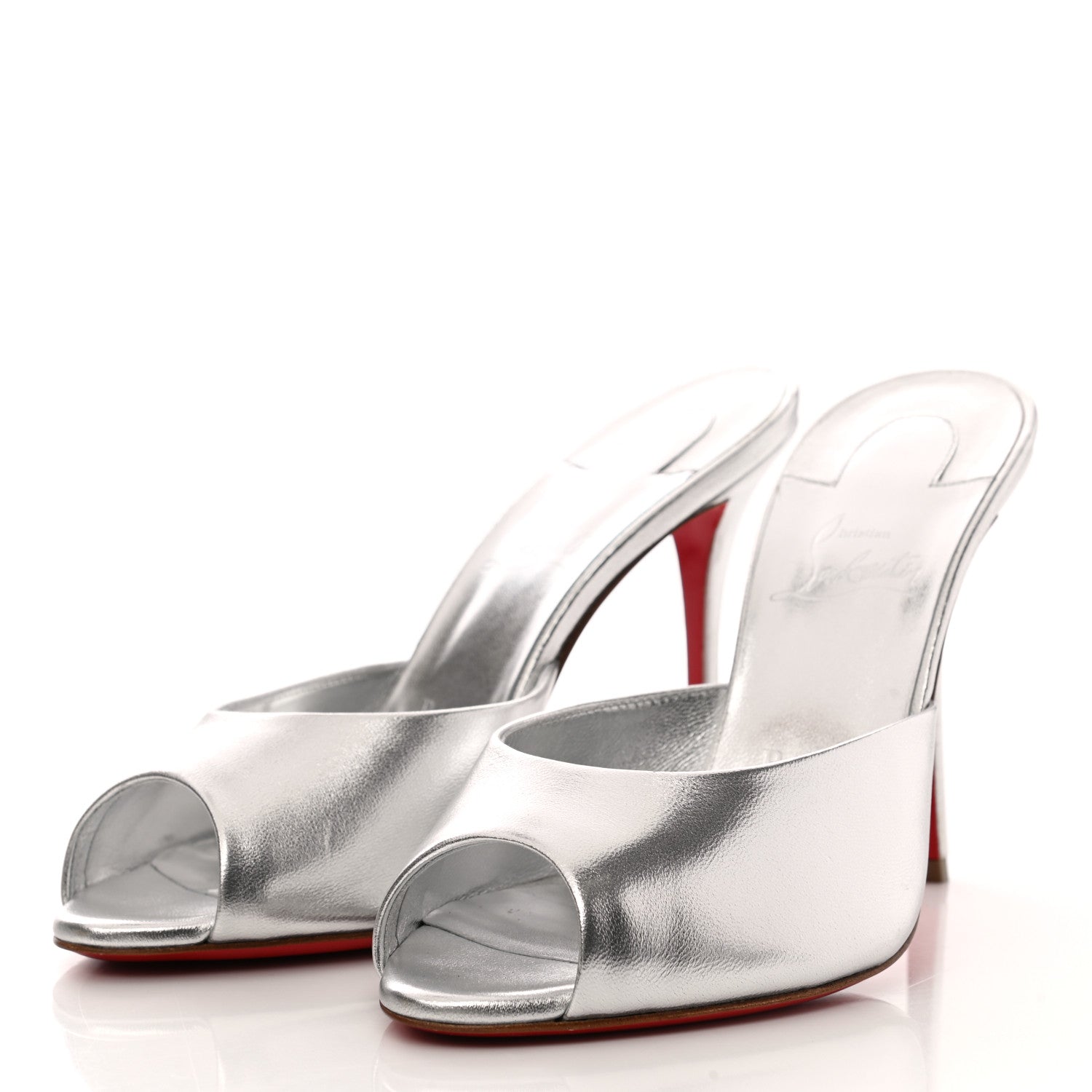 Christian Louboutin Metallic Nappa Me Dolly 100 Sandals 39 Silver 3 of 8