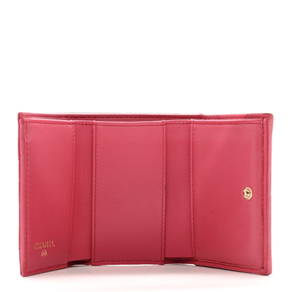 Chanel Lambskin Quilted Tri-Fold Flap Wallet Pink 5 of 14