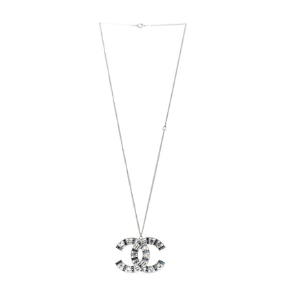 Chanel Baguette Crystal CC Necklace Silver Blue 3 of 5
