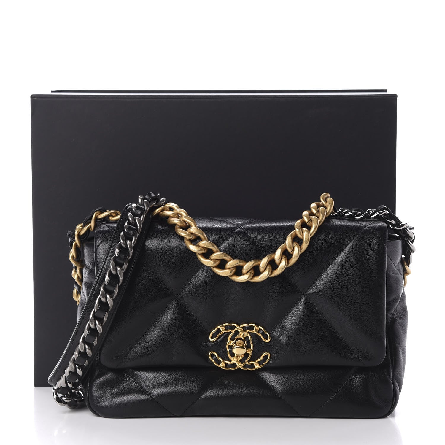 Chanel Goatskin Quilted Medium 19 Flap Black 11 of 11