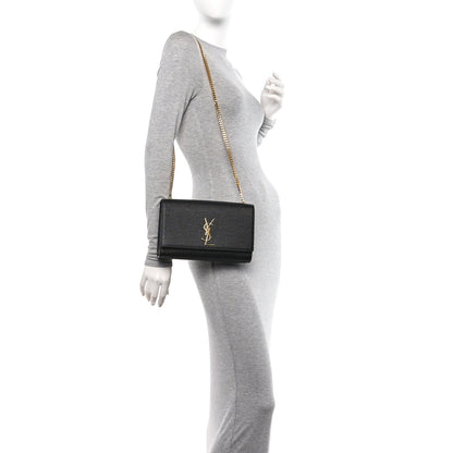 Saint Laurent Grain De Poudre Medium Classic Monogram Kate Satchel Black 2 of 11