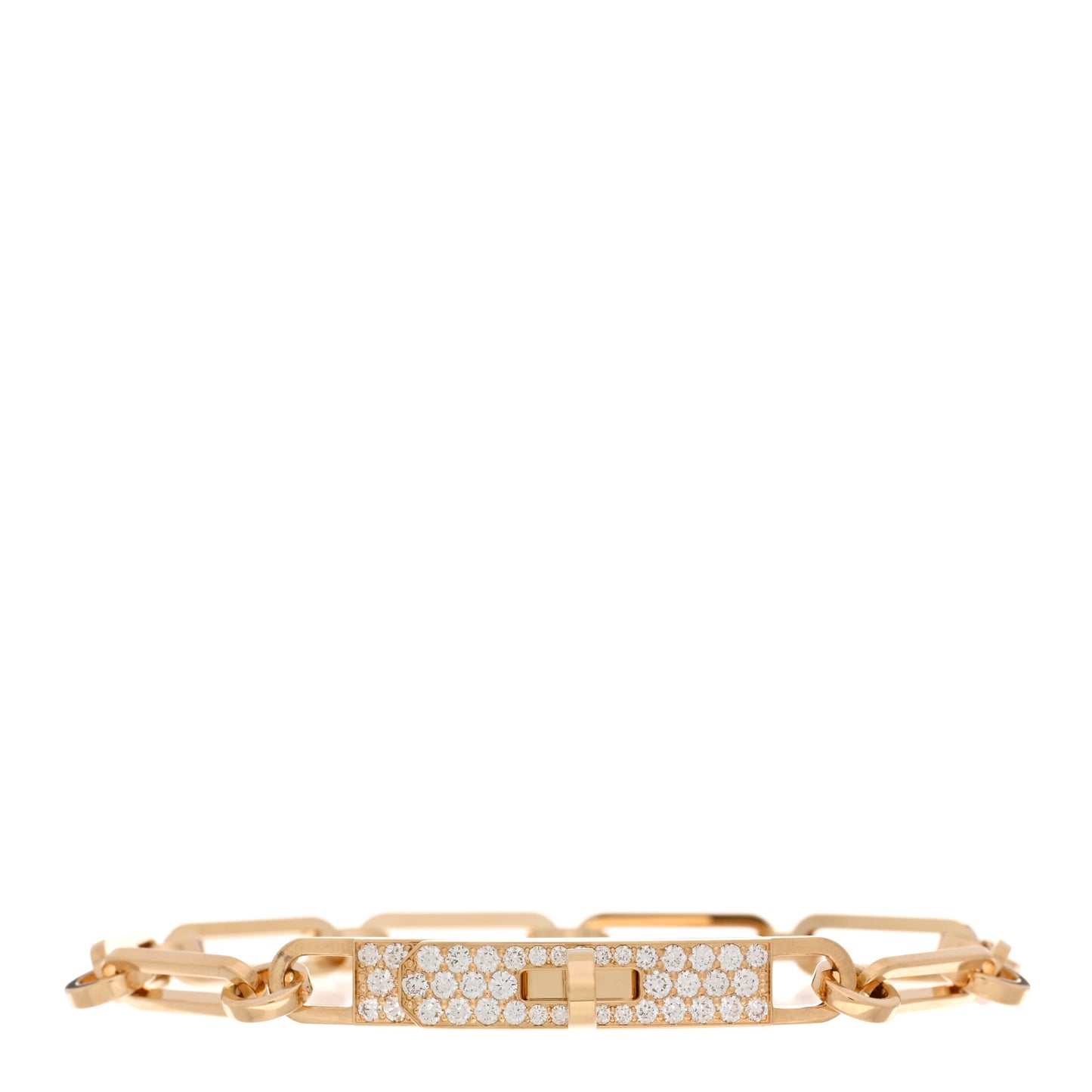 18K Yellow Gold Diamond Pave PM Kelly Chaine Bracelet XS
